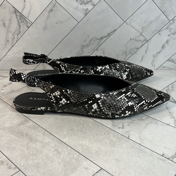 NWT Rampage Womens Blaine Black & White Snakeskin Slingback Flat Shoes Size 9 - Picture 6 of 10
